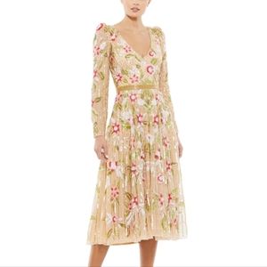 NEW Mac Duggal 5415 sequin tea length dress